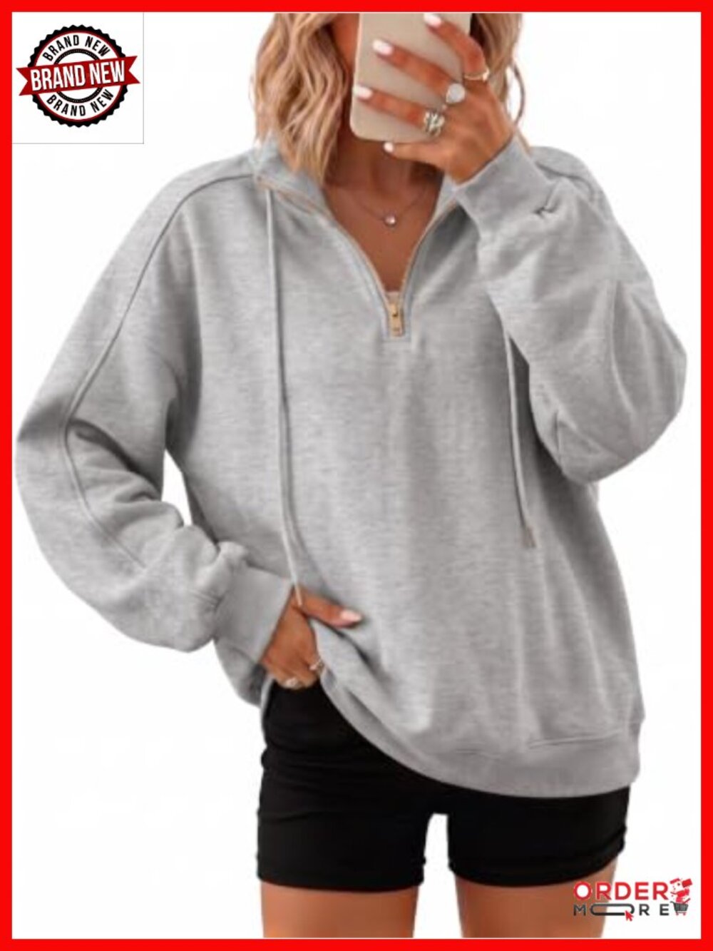 Oversized Quarter Zip Sweatshirt Women Long Sleeve Pullover Casual Top